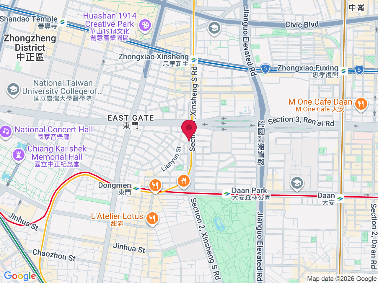 Map showing d&Aesthetic Clinic Taipei