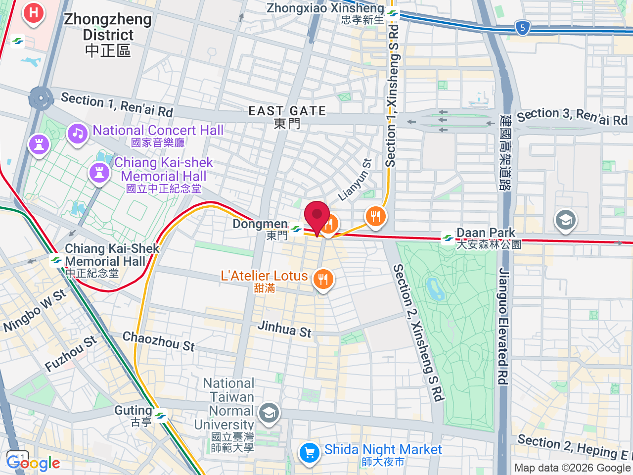 Map showing 106, Taiwan, Taipei City, Da’an District, Yongkang Village, Section 2, Xinyi Rd, 178號5樓