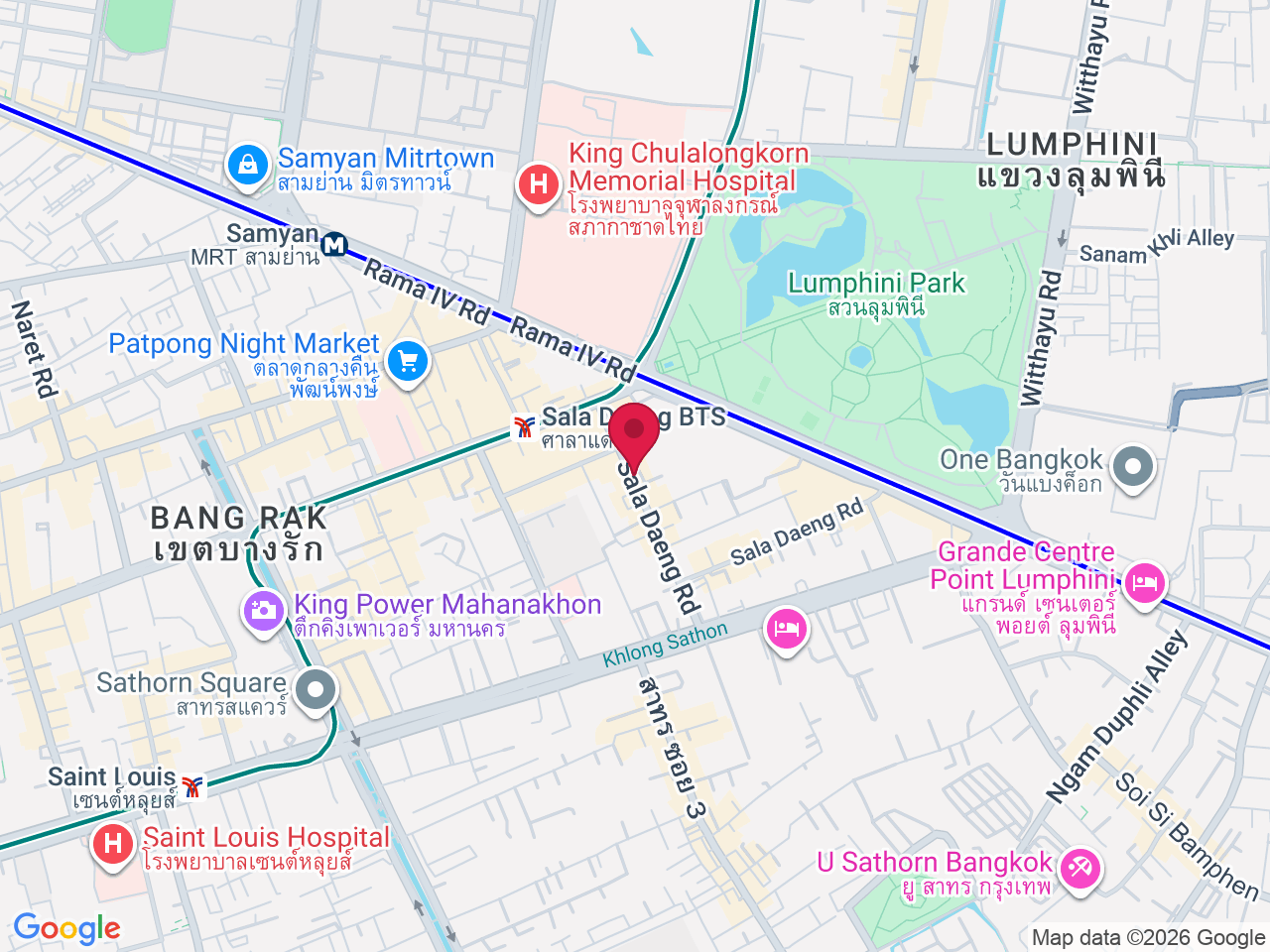 Map showing BSL Clinic Silom - Bangkok Skin Laser