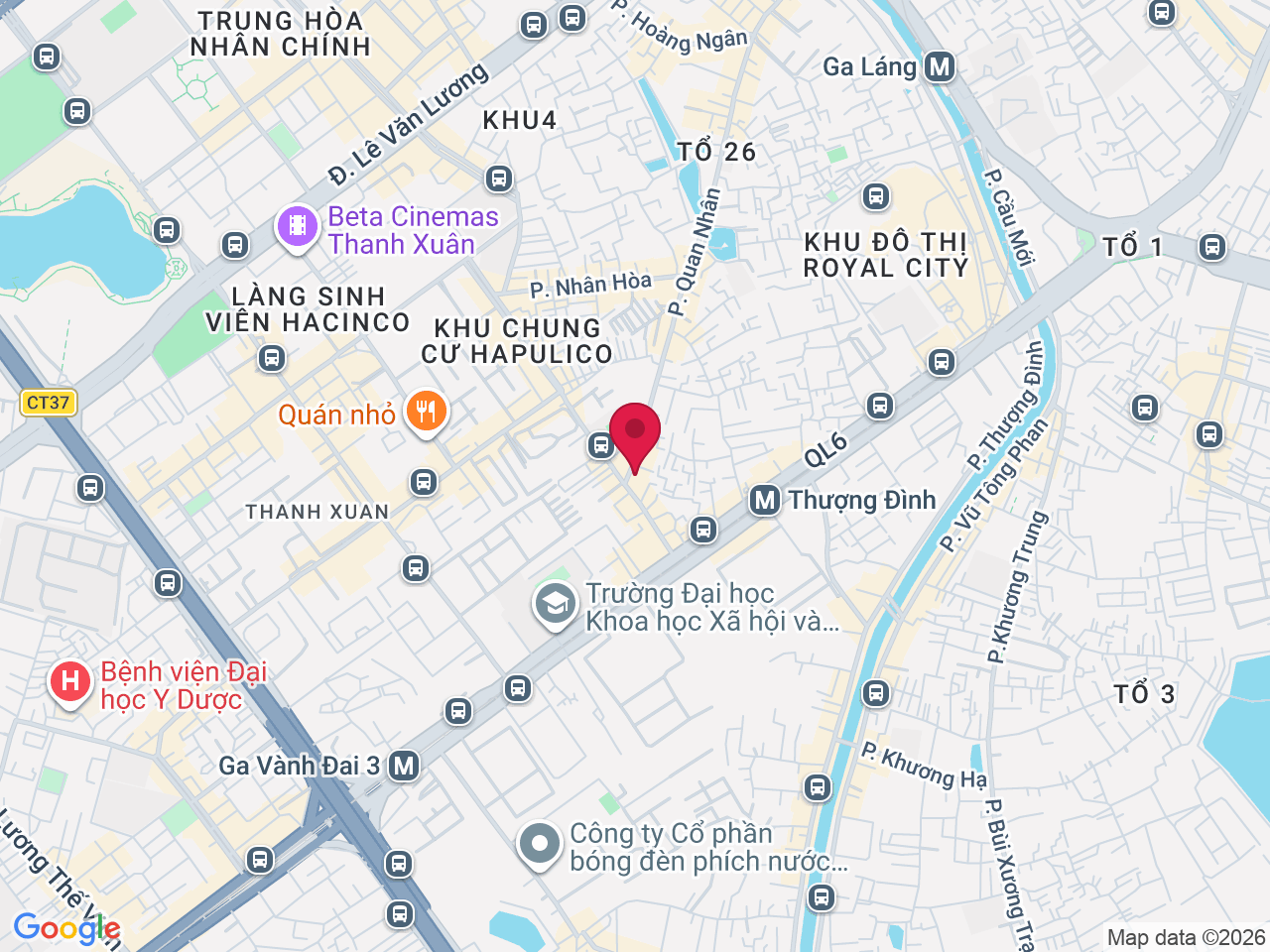 Map showing 351 P. Quan Nhân, Thanh Xuân, Hà Nội, Vietnam