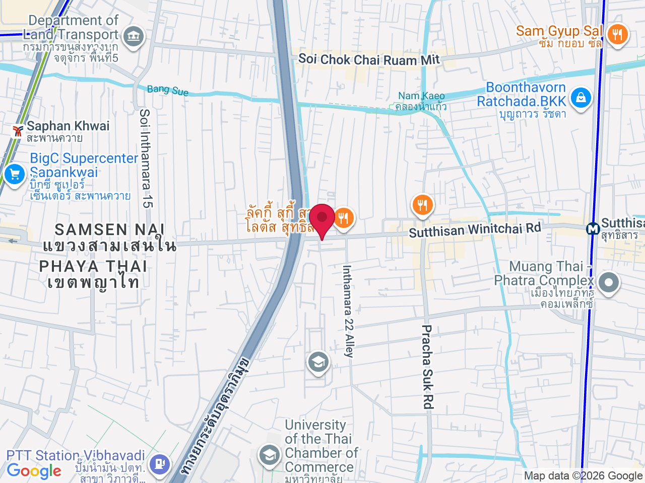 Map showing 422 Inthamara 20, Ratchadaphisek, Khet Din Daeng, Krung Thep Maha Nakhon 10400, Thailand