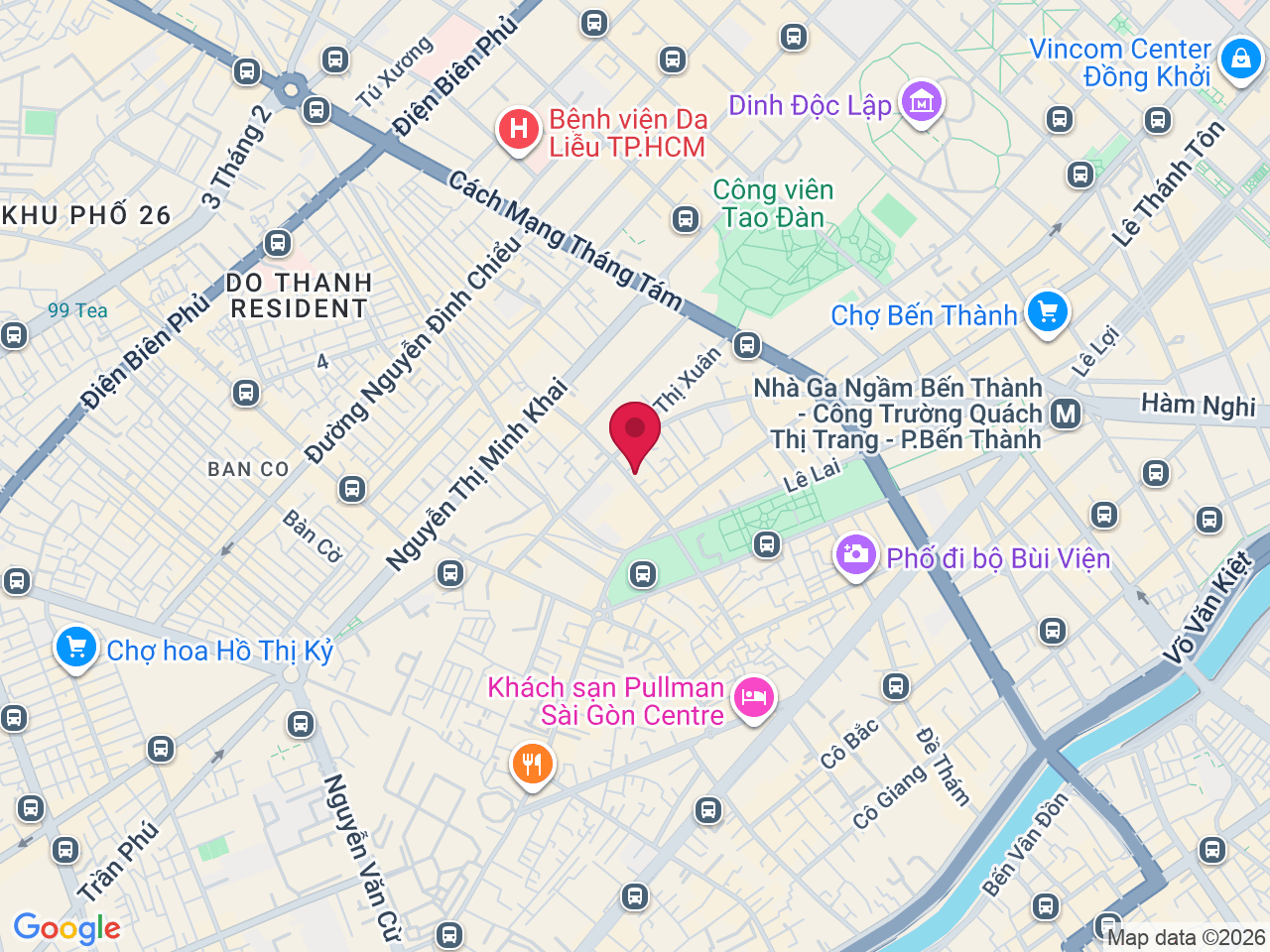 Map showing 50 Tôn Thất Tùng, Bến Thành, Hồ Chí Minh 700000, Vietnam
