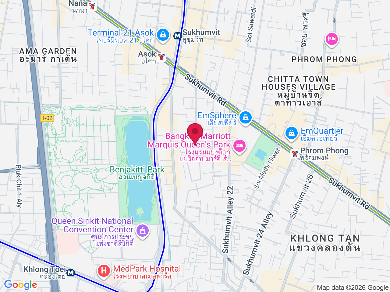 Map showing 82 Sukhumvit Rd, Khwaeng Khlong Toei, Khet Khlong Toei, Krung Thep Maha Nakhon 10110, Thailand