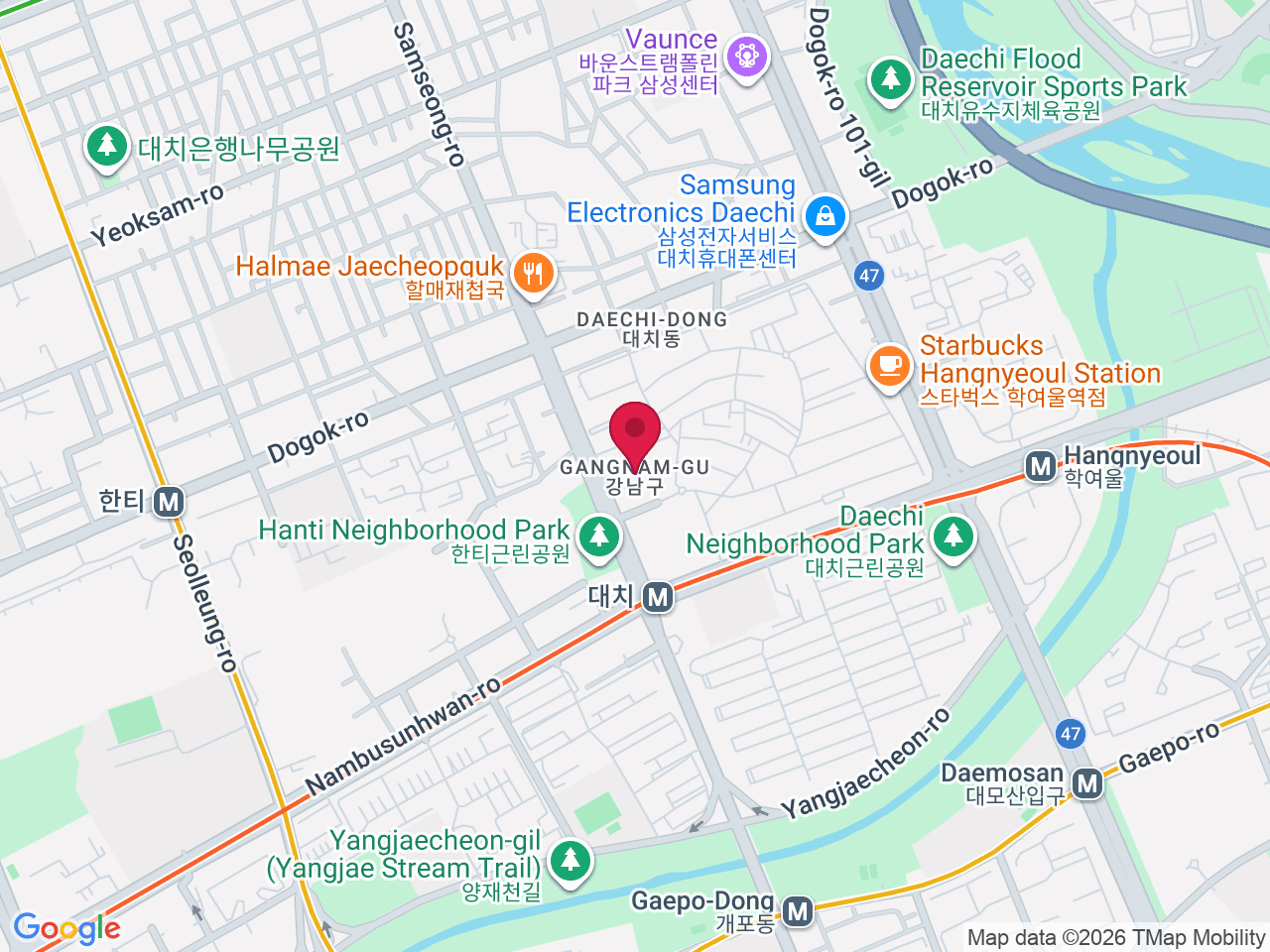 Map showing Gangnam, Seoul