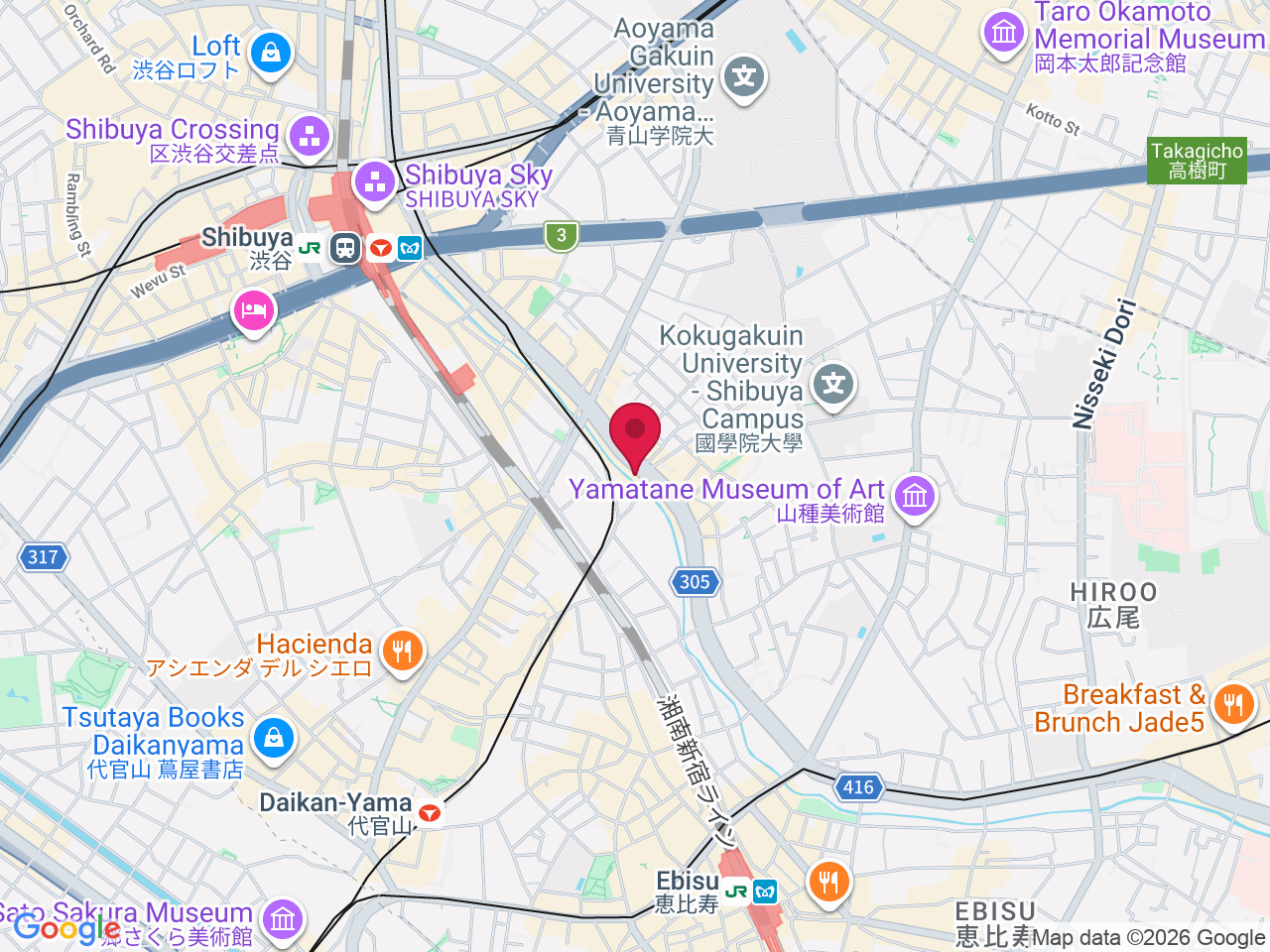 Map showing Shibuya International Skin Clinic