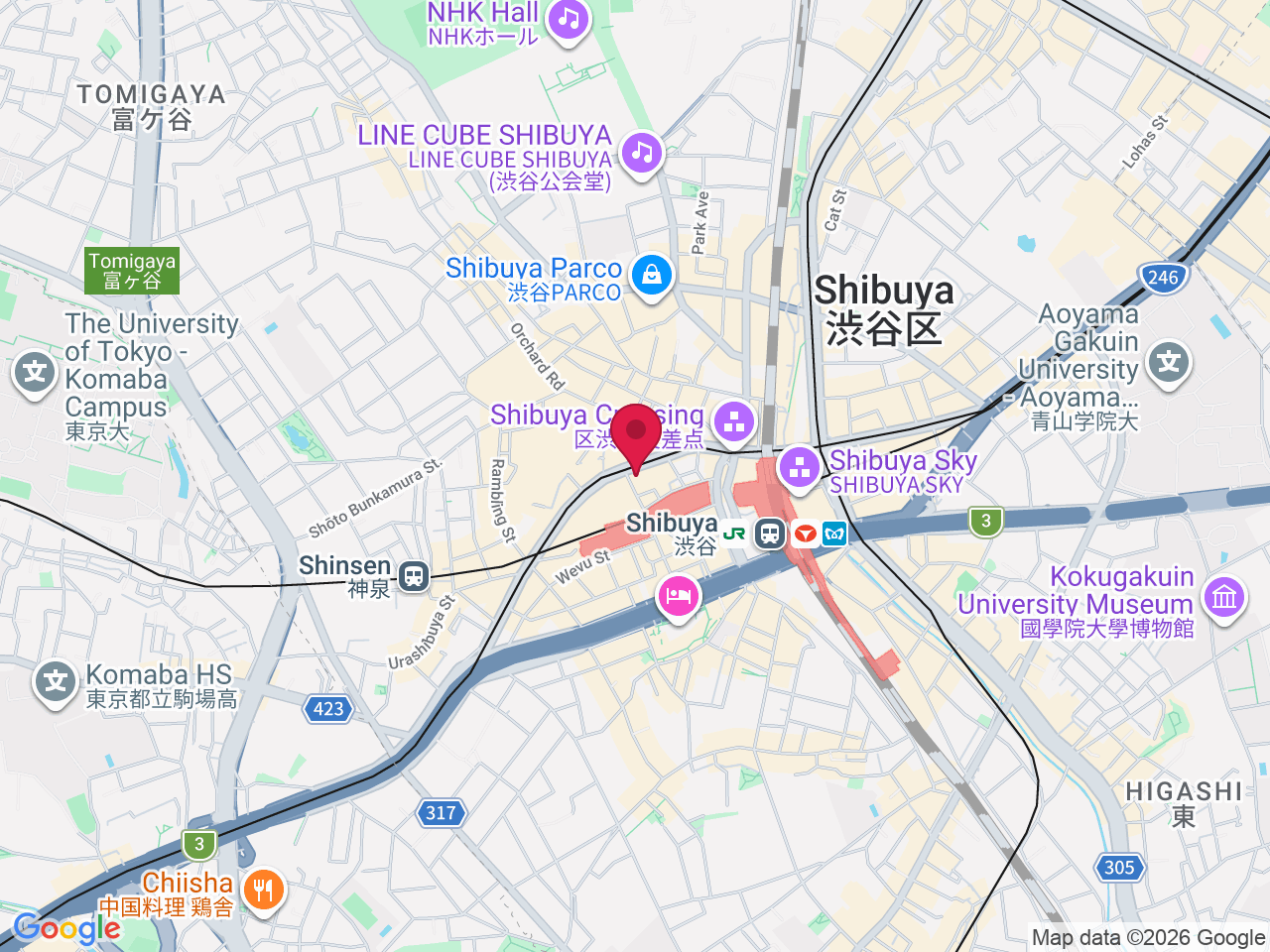 Map showing Japan, 〒150-0043 Tokyo, Shibuya, Dōgenzaka, 2-chōme−6−１４ ＨＹビル ７Ｆ