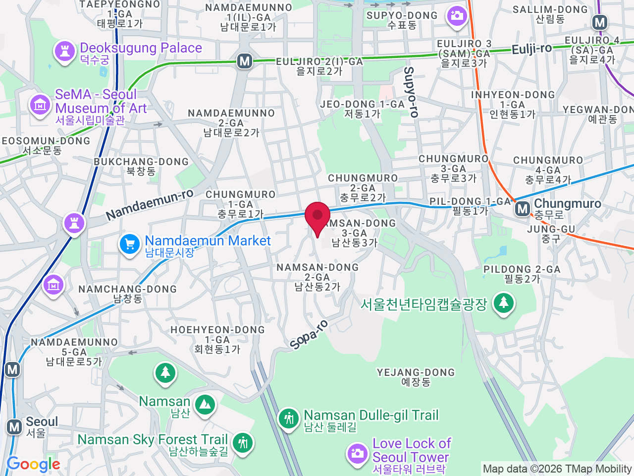 Map showing Myeongdong, Seoul