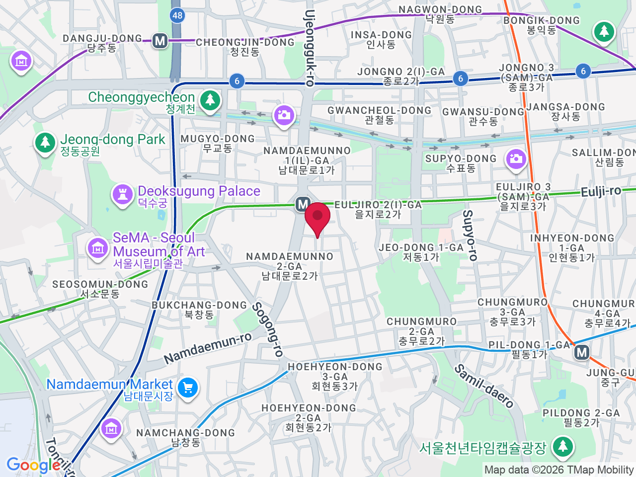 Map showing Curveline Clinic Myeongdong Dermatology