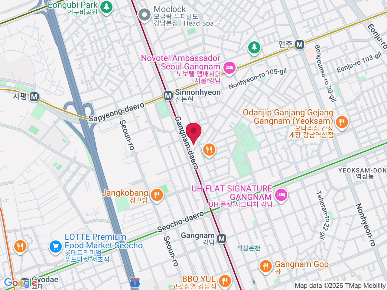 Map showing Jfeel Dermatology Clinic, Gangnam